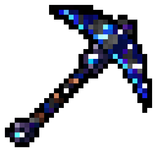 AI-generated Minecraft cosmic pickaxe item texture